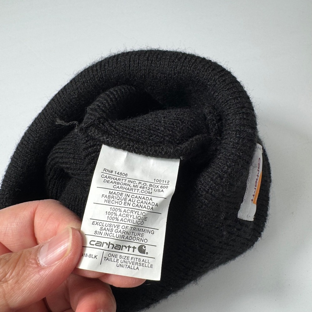 Carhartt Black Beanie Acrylic A18-BLK One Size Grunge Skater Punk - Picture 3 of 3